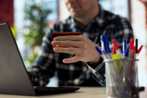 Person making an online credit card payment